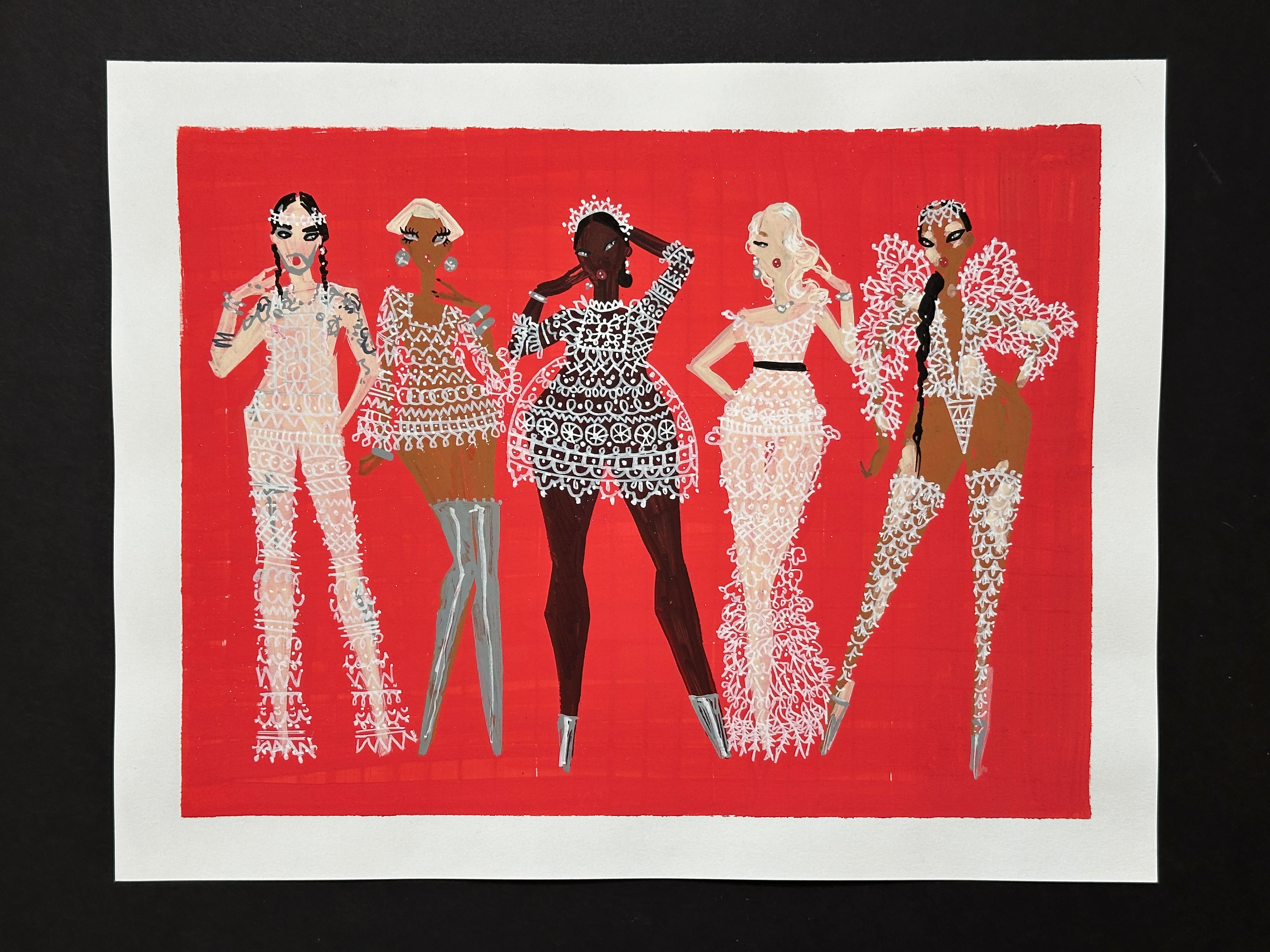 "Lace on Red" Original Illustration
